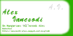 alex vancsodi business card